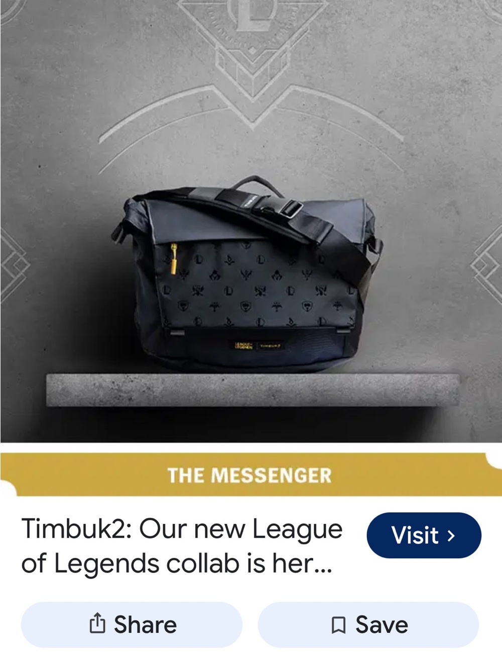 Timbuk2 x League of Legends messenger bag NWOT